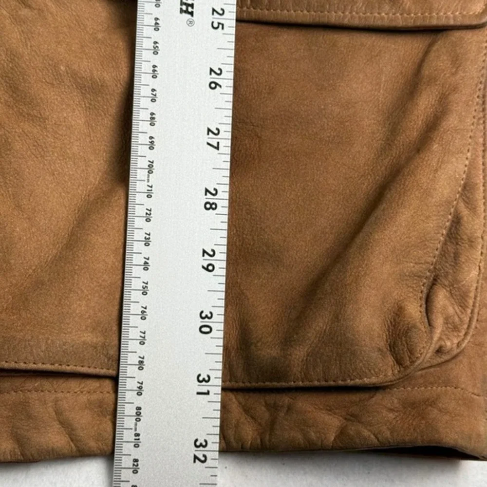 Studio 7036 Philippe Monet Mens Brown Leather‎ Barn Jacket Green Collar Size M